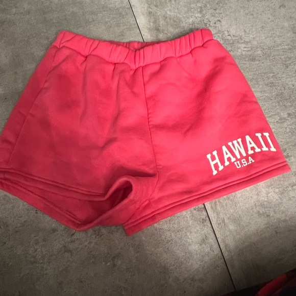 PINK COMFORTABLE SLEEP SHORT GRAPHIC “HAWAII U.S.A” - Picture 1 of 3